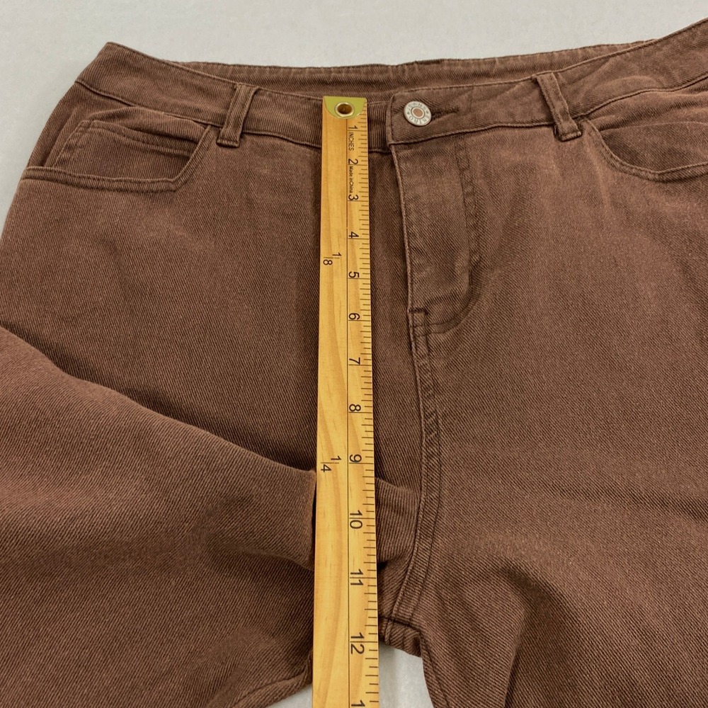 Entro Pants Women Large Chocolate Brown Wide Leg Cropped Cuffed Dark Academia - Picture 9 of 11